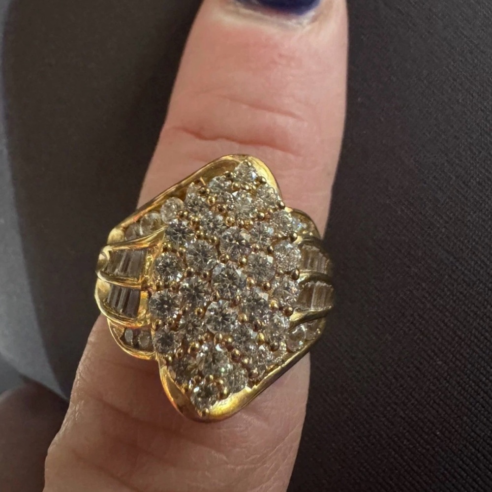 SIZE 7  STERLING SILVER CZ OVAL PAVE  RING BY IMENA